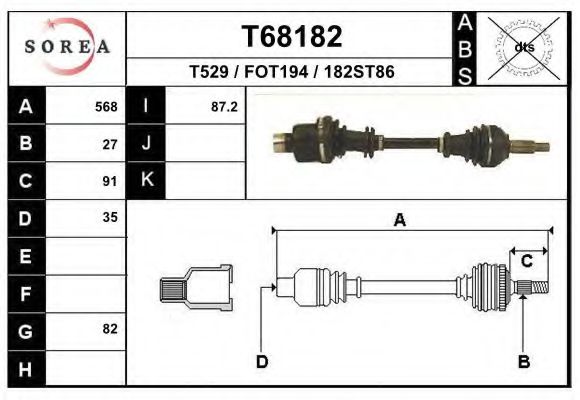 EAI T68182 Приводной вал 