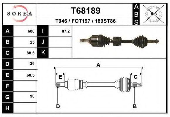 EAI T68189 Приводной вал 