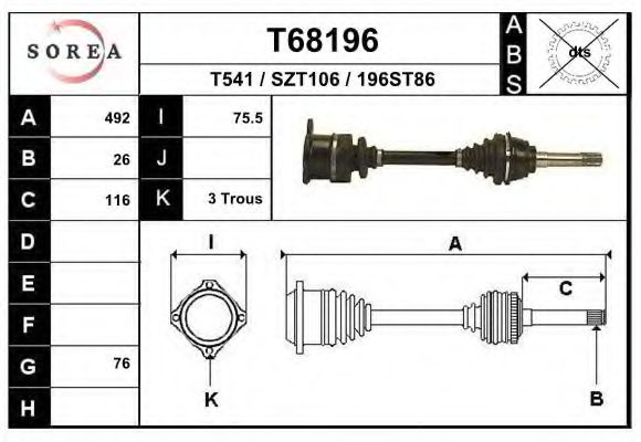 EAI T68196 Приводной вал 