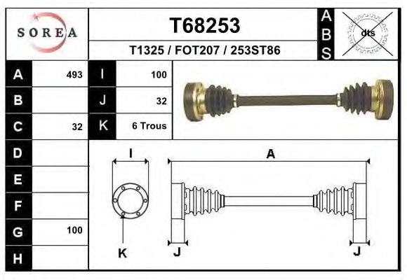 EAI T68253 Приводной вал для FORD SCORPIO II (Форд Скорпио 2) EAI T68253 Приводной вал для FORD SCORPIO II (Форд Скорпио 2)