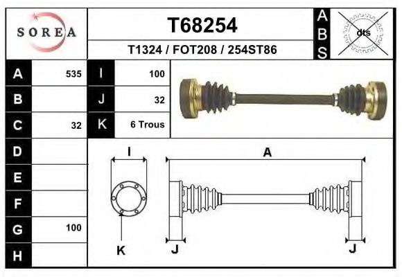 EAI T68254 Приводной вал для FORD SCORPIO II (Форд Скорпио 2) EAI T68254 Приводной вал для FORD SCORPIO II (Форд Скорпио 2)
