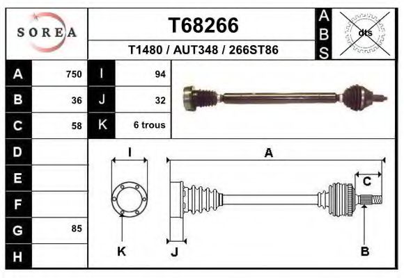 EAI T68266 Приводной вал 