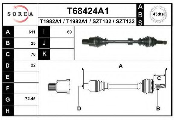 EAI T68424A1 Приводной вал 