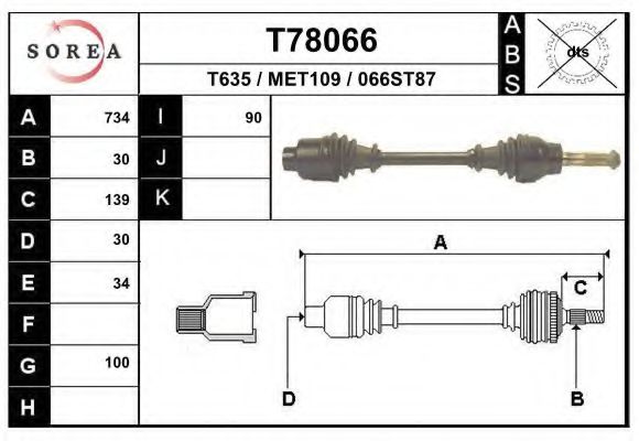EAI T78066 Приводной вал для MERCEDESBENZ (Мерседес бенц) EAI T78066 Приводной вал для MERCEDESBENZ (Мерседес бенц)