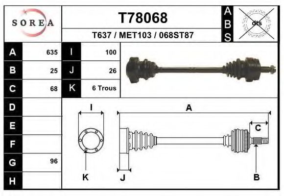 EAI T78068 Приводной вал для MERCEDESBENZ (Мерседес бенц) EAI T78068 Приводной вал для MERCEDESBENZ (Мерседес бенц)