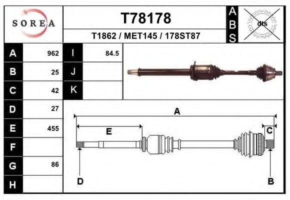 EAI T78178 Приводной вал 