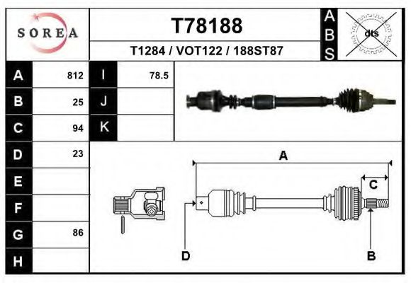 EAI T78188 Приводной вал 