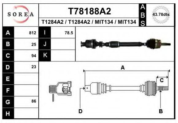 EAI T78188A2 Приводной вал 