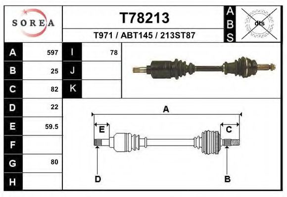 EAI T78213 Приводной вал 