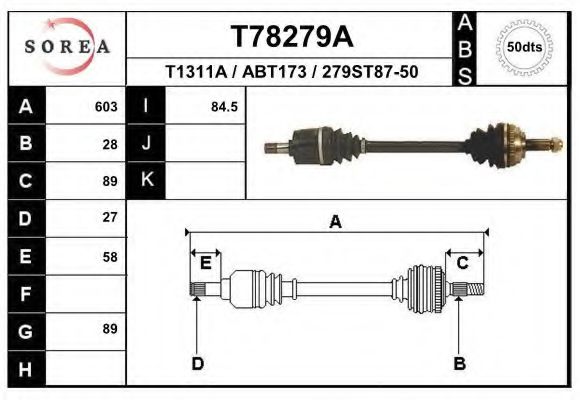 EAI T78279A Приводной вал 