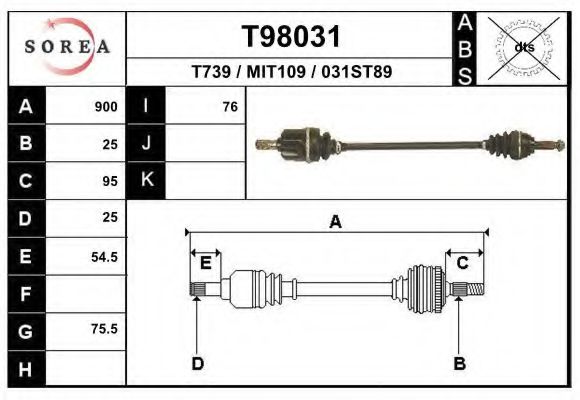 EAI T98031 Приводной вал для MITSUBISHI COLT II (Митсубиши/митсубиси Cолт 2) EAI T98031 Приводной вал для MITSUBISHI COLT II (Митсубиши/митсубиси Cолт 2)