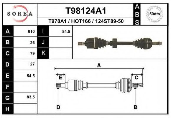 EAI T98124A1 Приводной вал для HONDA (Хонда) EAI T98124A1 Приводной вал для HONDA (Хонда)
