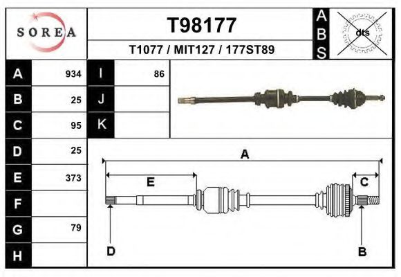 EAI T98177 Приводной вал для MITSUBISHI CORDIA (Митсубиши/митсубиси Cордиа) EAI T98177 Приводной вал для MITSUBISHI CORDIA (Митсубиши/митсубиси Cордиа)