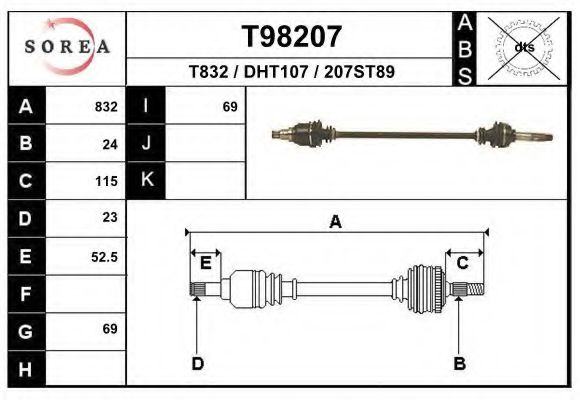 EAI T98207 Приводной вал для DAIHATSU (Дайхатсу) EAI T98207 Приводной вал для DAIHATSU (Дайхатсу)
