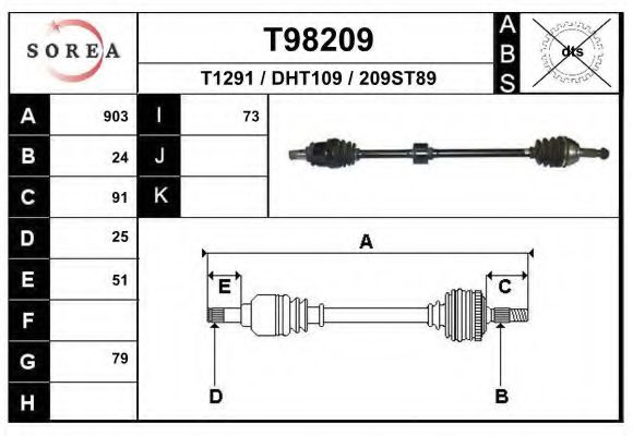 EAI T98209 Приводной вал для DAIHATSU APPLAUSE (Дайхатсу Апплаусэ) EAI T98209 Приводной вал для DAIHATSU APPLAUSE (Дайхатсу Апплаусэ)