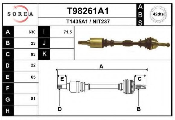 EAI T98261A1 Приводной вал 