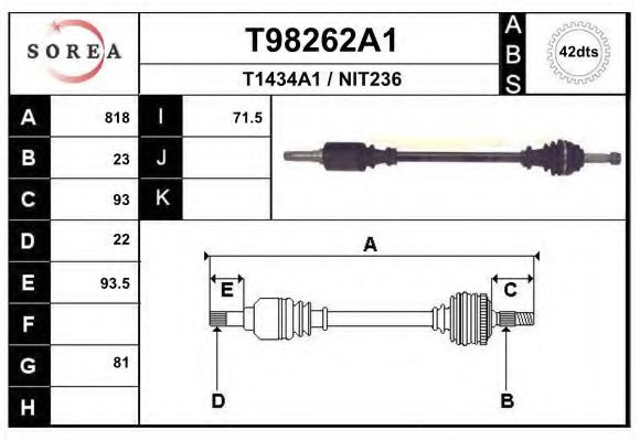 EAI T98262A1 Приводной вал 