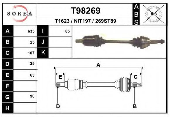 EAI T98269 Приводной вал 