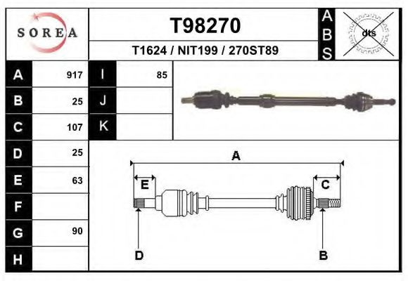 EAI T98270 Приводной вал 