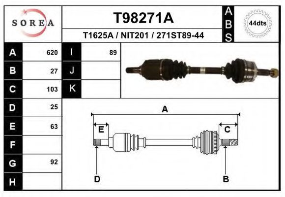 EAI T98271A Приводной вал 