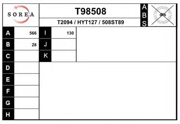 EAI T98508 Приводной вал для HYUNDAI TERRACAN (Хендай Теракан) EAI T98508 Приводной вал для HYUNDAI TERRACAN (Хендай Теракан)
