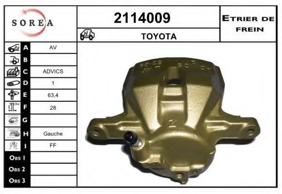 EAI 2114009 Тормозной суппорт для TOYOTA (Тойота/тоета) EAI 2114009 Тормозной суппорт для TOYOTA (Тойота/тоета)