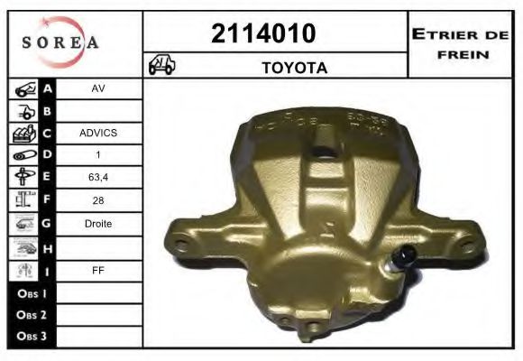 EAI 2114010 Тормозной суппорт для TOYOTA (Тойота/тоета) EAI 2114010 Тормозной суппорт для TOYOTA (Тойота/тоета)