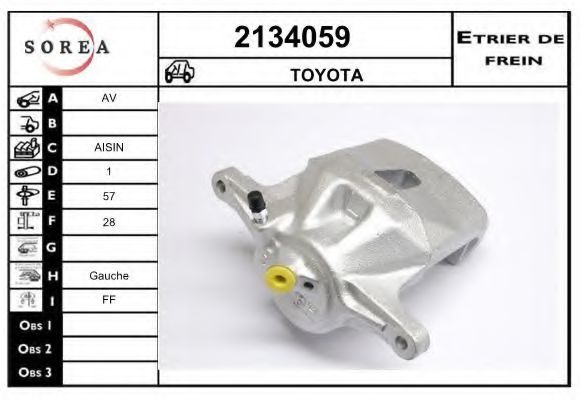 EAI 2134059 Тормозной суппорт для TOYOTA IPSUM (Тойота/тоета Ипсум) EAI 2134059 Тормозной суппорт для TOYOTA IPSUM (Тойота/тоета Ипсум)