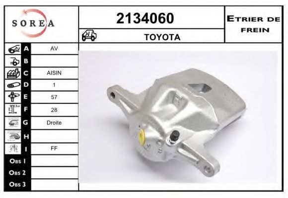 EAI 2134060 Тормозной суппорт для TOYOTA IPSUM (Тойота/тоета Ипсум) EAI 2134060 Тормозной суппорт для TOYOTA IPSUM (Тойота/тоета Ипсум)