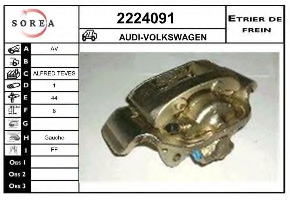 EAI 2224091 Тормозной суппорт для VOLKSWAGEN DERBY (Фольксваген Дэрбъ) EAI 2224091 Тормозной суппорт для VOLKSWAGEN DERBY (Фольксваген Дэрбъ)