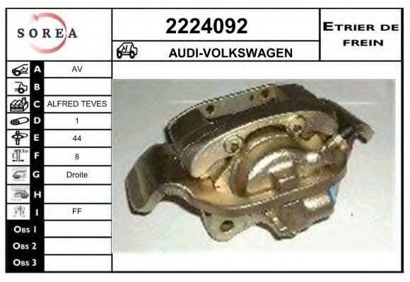 EAI 2224092 Тормозной суппорт для VOLKSWAGEN DERBY (Фольксваген Дэрбъ) EAI 2224092 Тормозной суппорт для VOLKSWAGEN DERBY (Фольксваген Дэрбъ)