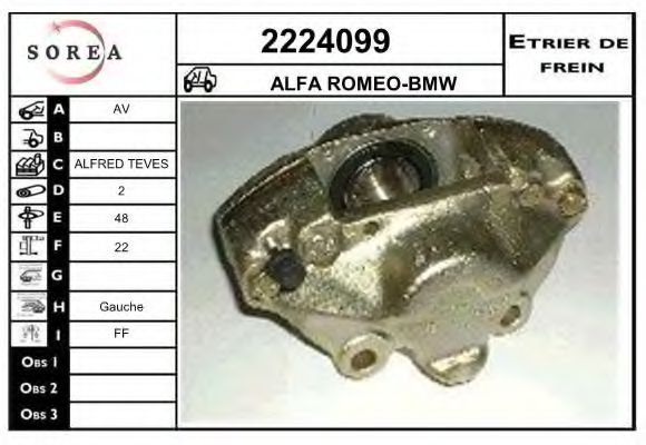 EAI 2224099 Тормозной суппорт для ALFA ROMEO GTV (Альфа ромео Гтv) EAI 2224099 Тормозной суппорт для ALFA ROMEO GTV (Альфа ромео Гтv)