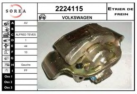 EAI 2224115 Тормозной суппорт для VOLKSWAGEN DERBY (Фольксваген Дэрбъ) EAI 2224115 Тормозной суппорт для VOLKSWAGEN DERBY (Фольксваген Дэрбъ)