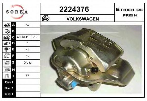 EAI 2224376 Тормозной суппорт для VOLKSWAGEN DERBY (Фольксваген Дэрбъ) EAI 2224376 Тормозной суппорт для VOLKSWAGEN DERBY (Фольксваген Дэрбъ)