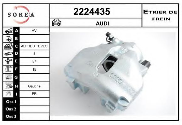 EAI 2224435 Тормозной суппорт для AUDI A4 (Ауди А4) EAI 2224435 Тормозной суппорт для AUDI A4 (Ауди А4)