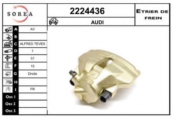 EAI 2224436 Тормозной суппорт для AUDI A4 (Ауди А4) EAI 2224436 Тормозной суппорт для AUDI A4 (Ауди А4)