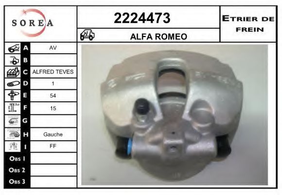 EAI 2224473 Тормозной суппорт для LANCIA LYBRA SW (Лансиа/лянча Либра св) EAI 2224473 Тормозной суппорт для LANCIA LYBRA SW (Лансиа/лянча Либра св)