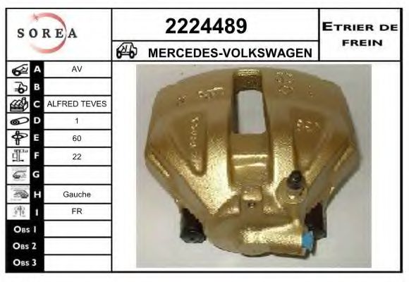 EAI 2224489 Тормозной суппорт для MERCEDESBENZ (Мерседес бенц) EAI 2224489 Тормозной суппорт для MERCEDESBENZ (Мерседес бенц)