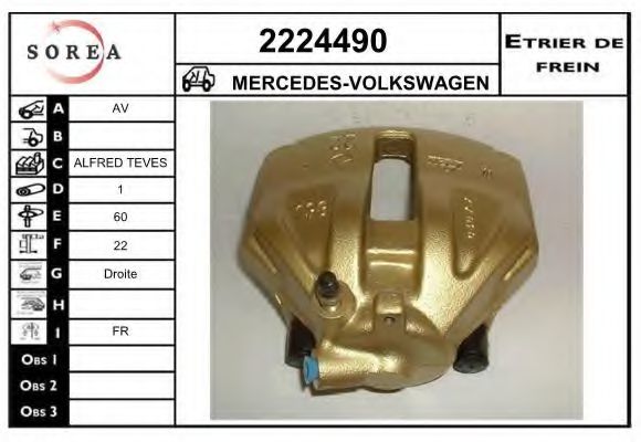 EAI 2224490 Тормозной суппорт для MERCEDESBENZ (Мерседес бенц) EAI 2224490 Тормозной суппорт для MERCEDESBENZ (Мерседес бенц)