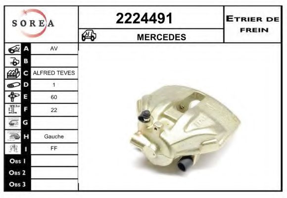 EAI 2224491 Тормозной суппорт для MERCEDESBENZ (Мерседес бенц) EAI 2224491 Тормозной суппорт для MERCEDESBENZ (Мерседес бенц)