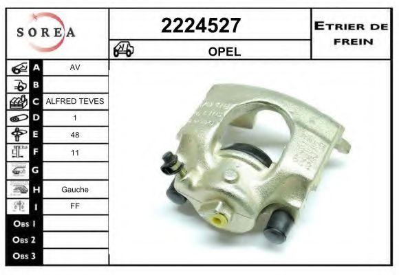 EAI 2224527 Тормозной суппорт для OPEL ASTRA G (Опель Астра г) EAI 2224527 Тормозной суппорт для OPEL ASTRA G (Опель Астра г)