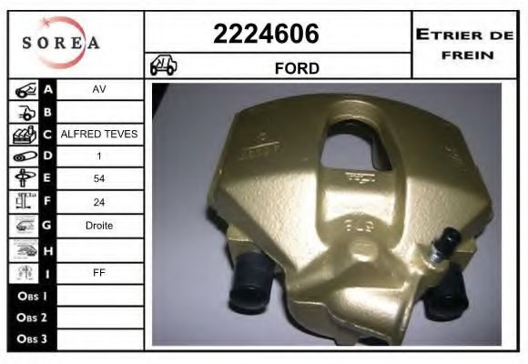 EAI 2224606 Тормозной суппорт для FORD TRANSIT CONNECT (Форд Трансит cоннэcт) EAI 2224606 Тормозной суппорт для FORD TRANSIT CONNECT (Форд Трансит cоннэcт)