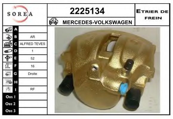 EAI 2225134 Тормозной суппорт для MERCEDESBENZ (Мерседес бенц) EAI 2225134 Тормозной суппорт для MERCEDESBENZ (Мерседес бенц)