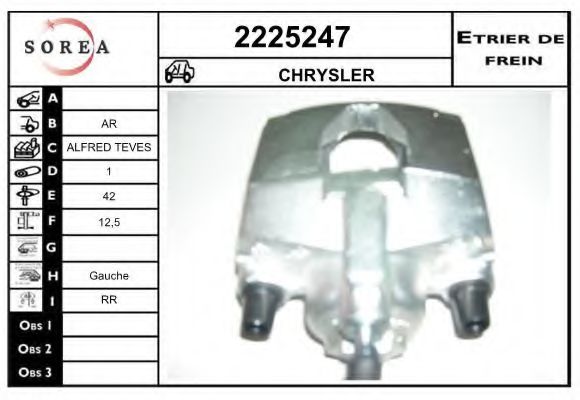 EAI 2225247 Тормозной суппорт для CHRYSLER VOYAGER III (Крайслер Вояджер 3) EAI 2225247 Тормозной суппорт для CHRYSLER VOYAGER III (Крайслер Вояджер 3)