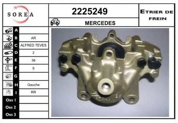 EAI 2225249 Тормозной суппорт для MERCEDES-BENZ C-CLASS SCOUPE (Мэрcэдэс-бэнз С класс сcоупэ) EAI 2225249 Тормозной суппорт для MERCEDES-BENZ C-CLASS SCOUPE (Мэрcэдэс-бэнз С класс сcоупэ)