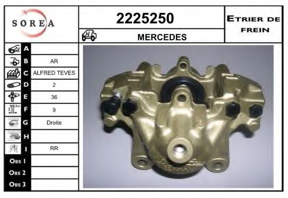 EAI 2225250 Тормозной суппорт для MERCEDES-BENZ C-CLASS SCOUPE (Мэрcэдэс-бэнз С класс сcоупэ) EAI 2225250 Тормозной суппорт для MERCEDES-BENZ C-CLASS SCOUPE (Мэрcэдэс-бэнз С класс сcоупэ)