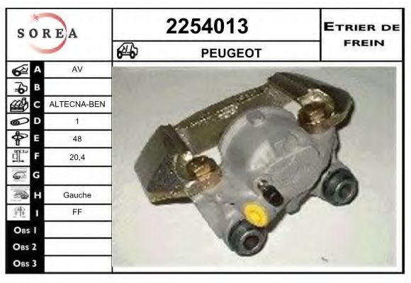EAI 2254013 Тормозной суппорт для PEUGEOT 205 I (Пежо 205 и) EAI 2254013 Тормозной суппорт для PEUGEOT 205 I (Пежо 205 и)