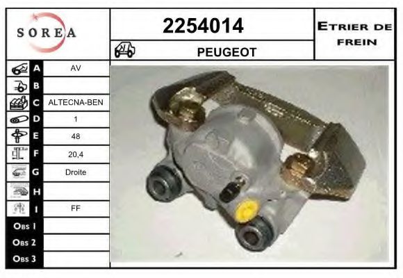 EAI 2254014 Тормозной суппорт для PEUGEOT 205 I (Пежо 205 и) EAI 2254014 Тормозной суппорт для PEUGEOT 205 I (Пежо 205 и)
