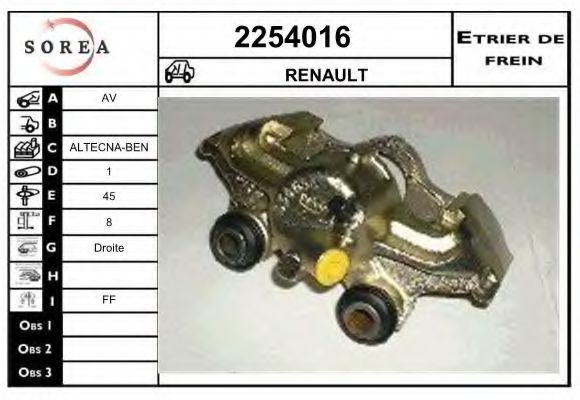 EAI 2254016 Тормозной суппорт для RENAULT SUPER 5 (Рено Супэр 5) EAI 2254016 Тормозной суппорт для RENAULT SUPER 5 (Рено Супэр 5)