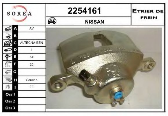 EAI 2254161 Тормозной суппорт для NISSAN PRIMERA (Ниссан Примера) EAI 2254161 Тормозной суппорт для NISSAN PRIMERA (Ниссан Примера)